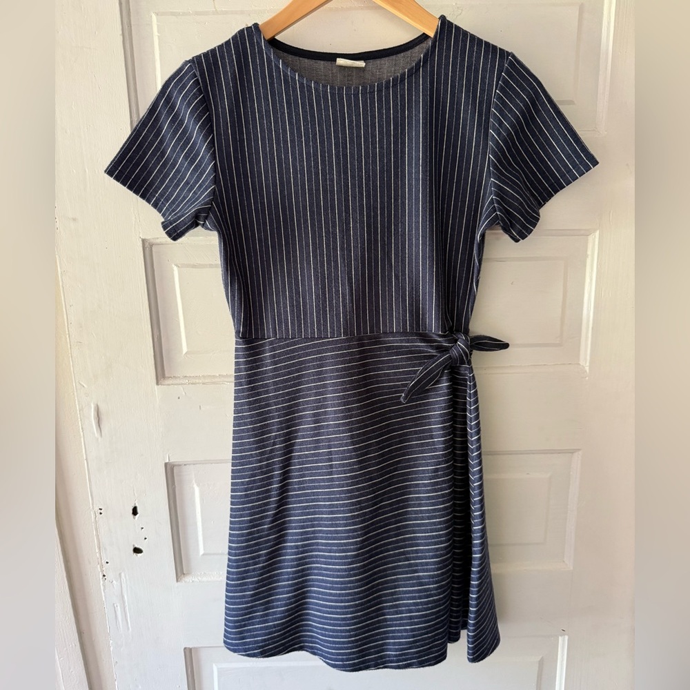 Zara Navy and White Striped Mini Dress